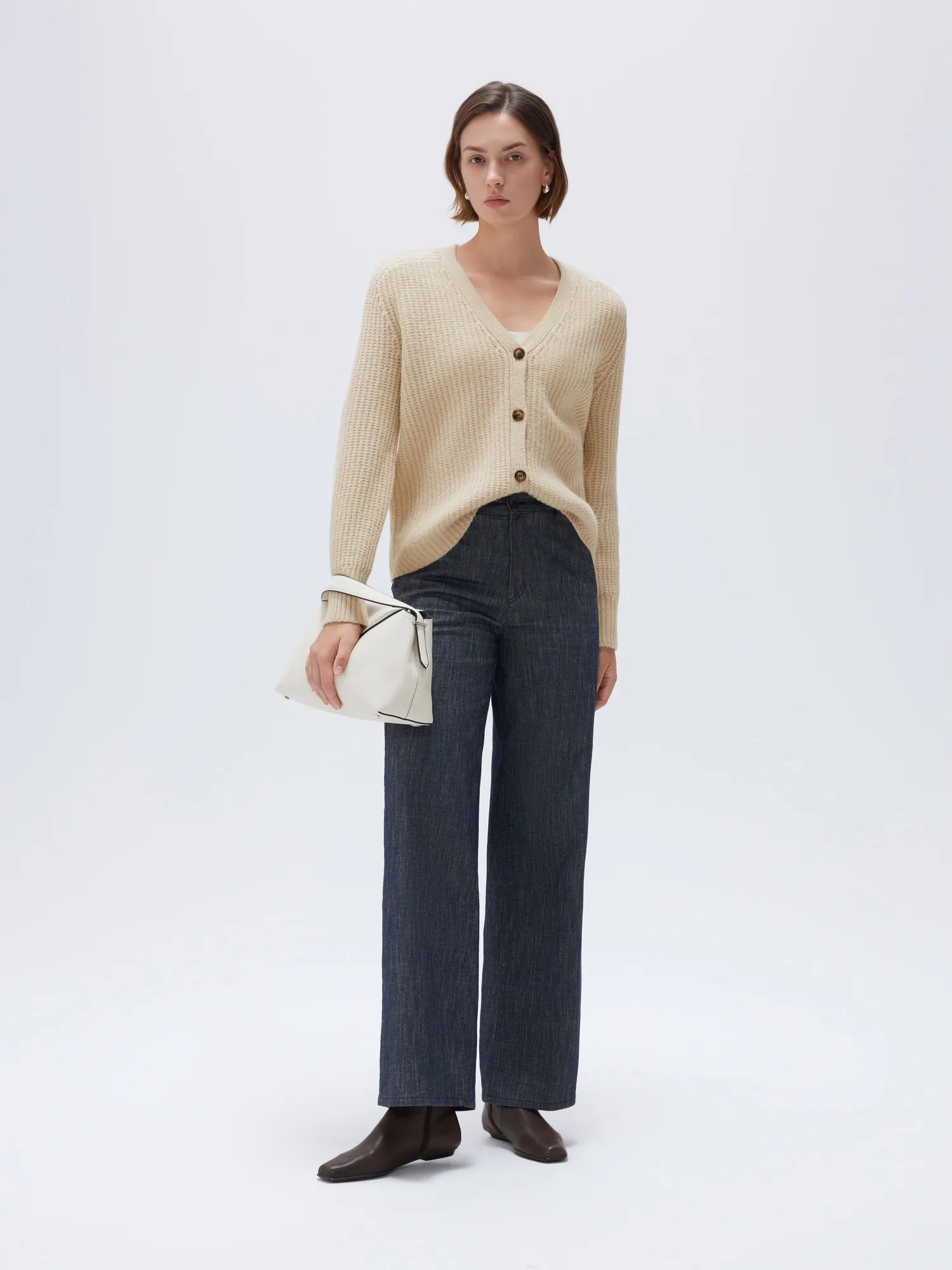 SUUKSESS Women Long Sleeve Button Down Short Cardigan 2025 Fall Loose Open Front Knit Sweater-SUUKSESS-Beige-XS-SUUKSESS