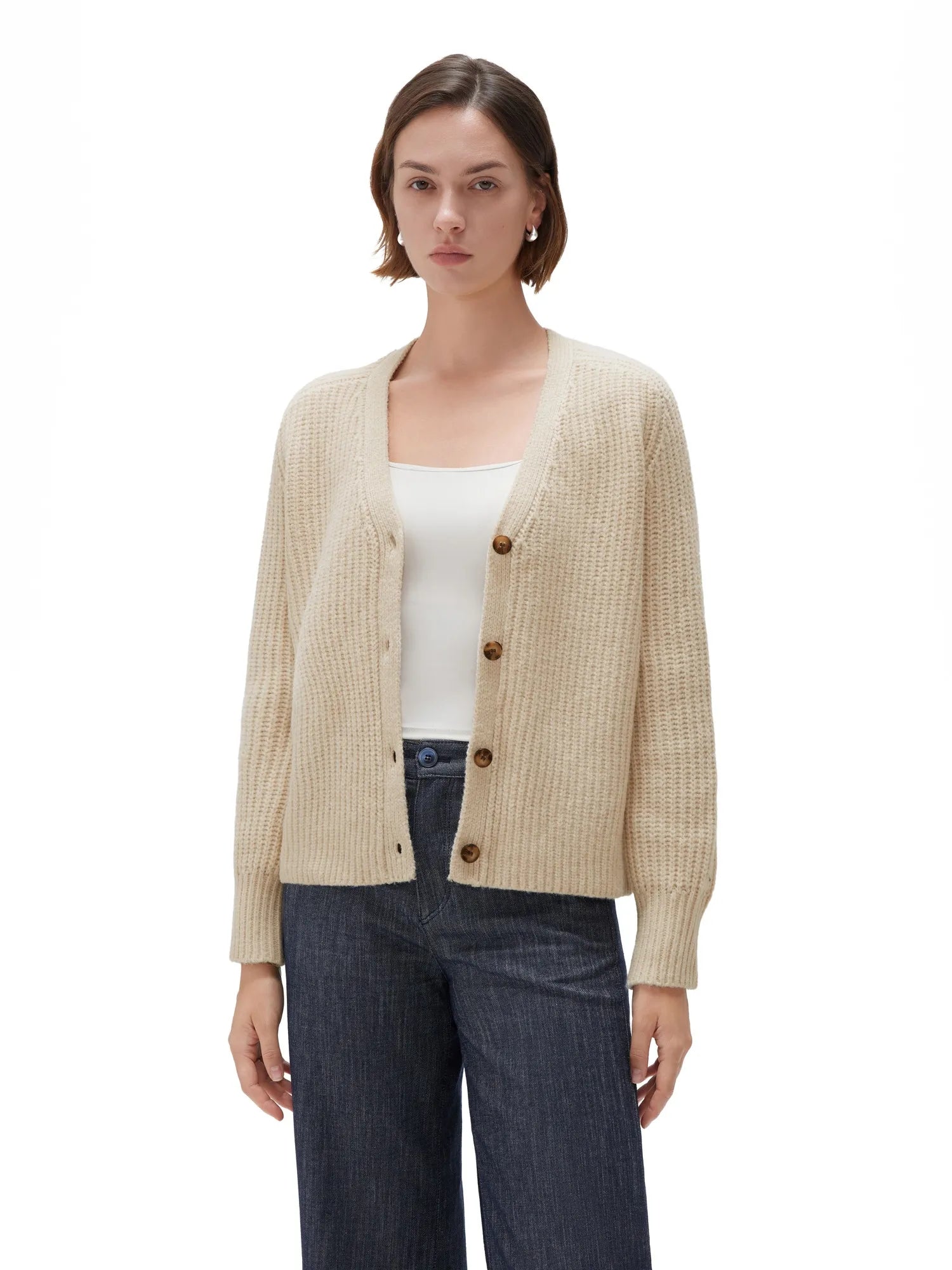 SUUKSESS Women Long Sleeve Button Down Short Cardigan 2025 Fall Loose Open Front Knit Sweater-SUUKSESS-SUUKSESS