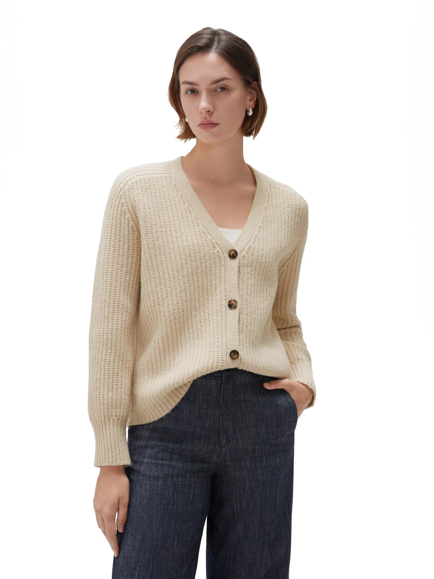 SUUKSESS Women Long Sleeve Button Down Short Cardigan 2025 Fall Loose Open Front Knit Sweater-SUUKSESS-SUUKSESS