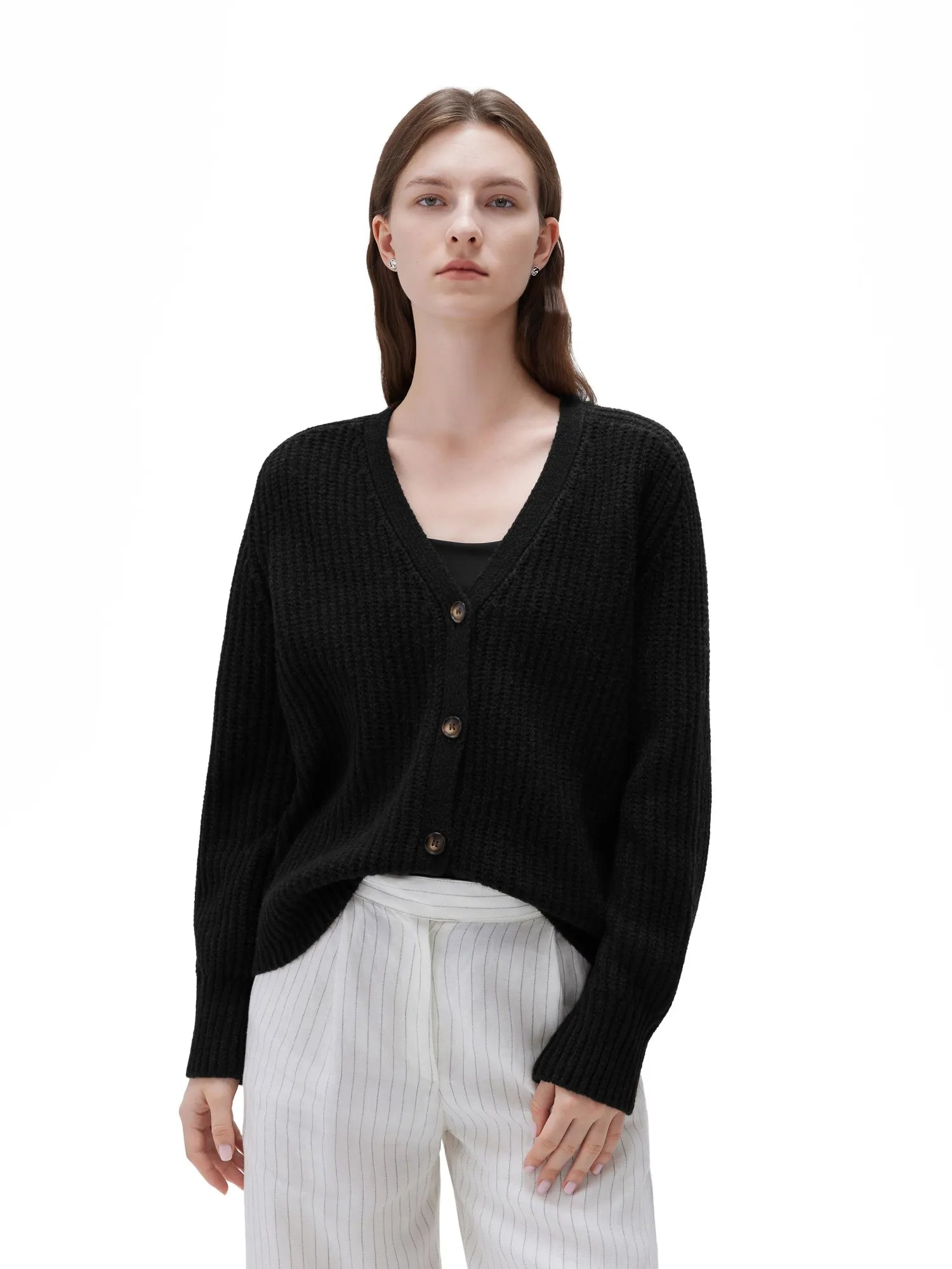SUUKSESS Women Long Sleeve Button Down Short Cardigan 2025 Fall Loose Open Front Knit Sweater-SUUKSESS-SUUKSESS