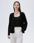 SUUKSESS Women Long Sleeve Button Down Short Cardigan 2025 Fall Loose Open Front Knit Sweater-SUUKSESS-Black-XS-SUUKSESS