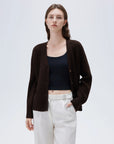SUUKSESS Women Long Sleeve Button Down Short Cardigan 2025 Fall Loose Open Front Knit Sweater-SUUKSESS-Brown-XS-SUUKSESS