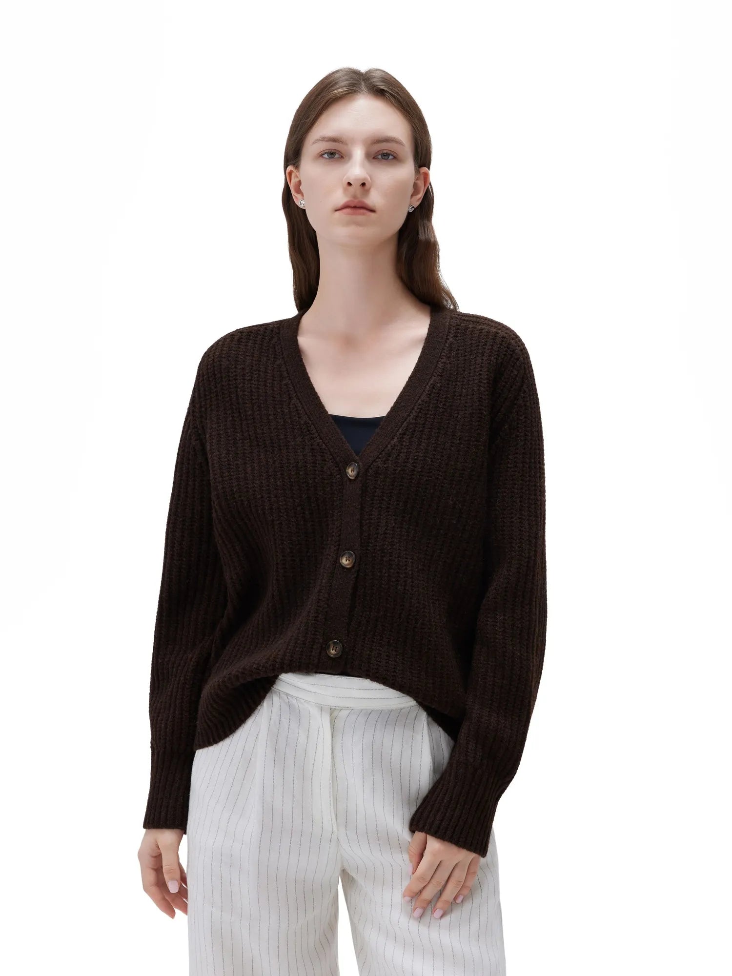 SUUKSESS Women Long Sleeve Button Down Short Cardigan 2025 Fall Loose Open Front Knit Sweater-SUUKSESS-SUUKSESS
