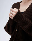 SUUKSESS Women Long Sleeve Button Down Short Cardigan 2025 Fall Loose Open Front Knit Sweater-SUUKSESS-SUUKSESS