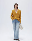 SUUKSESS Women Long Sleeve Button Down Short Cardigan 2025 Fall Loose Open Front Knit Sweater-SUUKSESS-Yellow-XS-SUUKSESS
