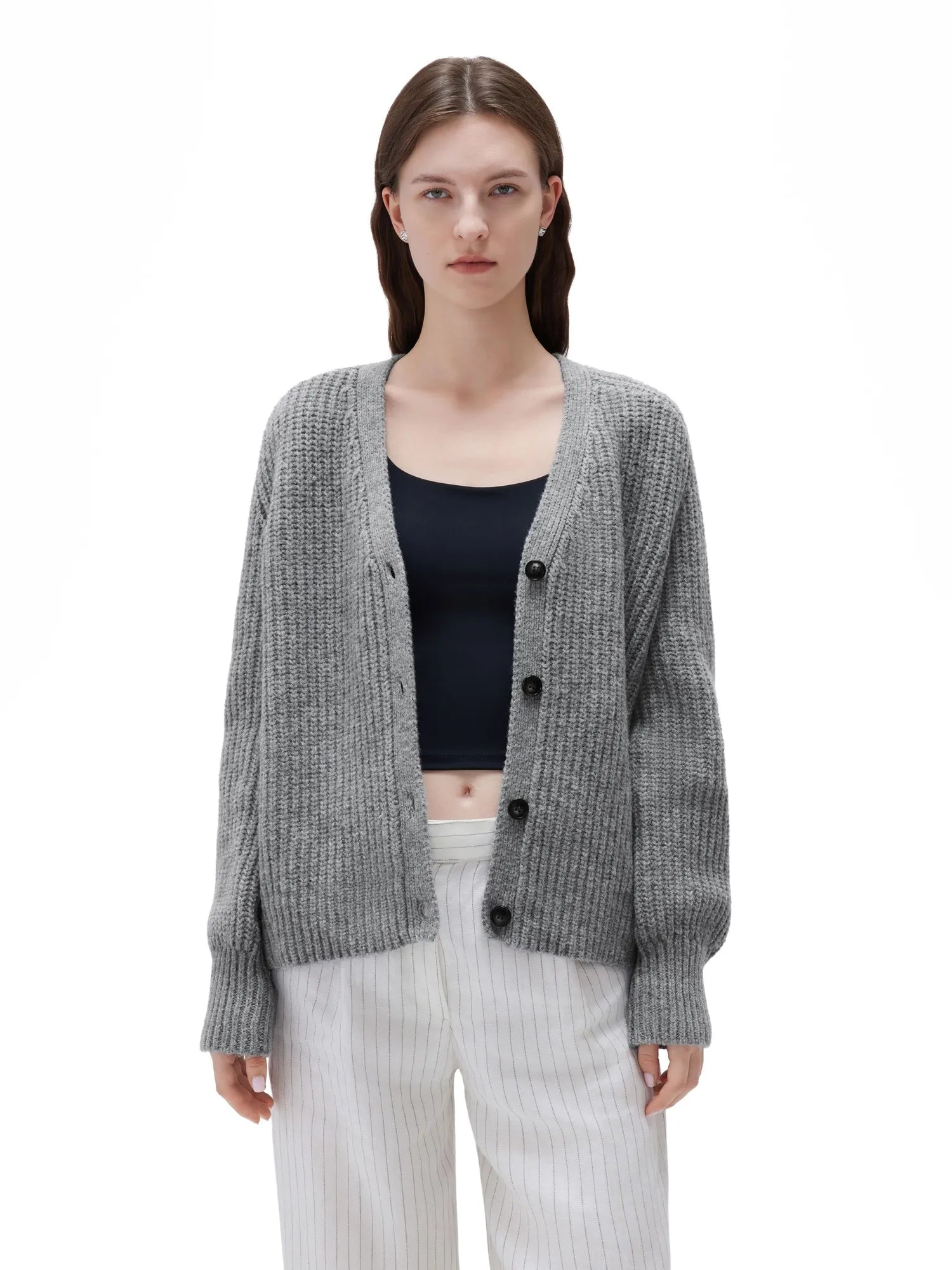 SUUKSESS Women Long Sleeve Button Down Short Cardigan 2025 Fall Loose Open Front Knit Sweater-SUUKSESS-SUUKSESS