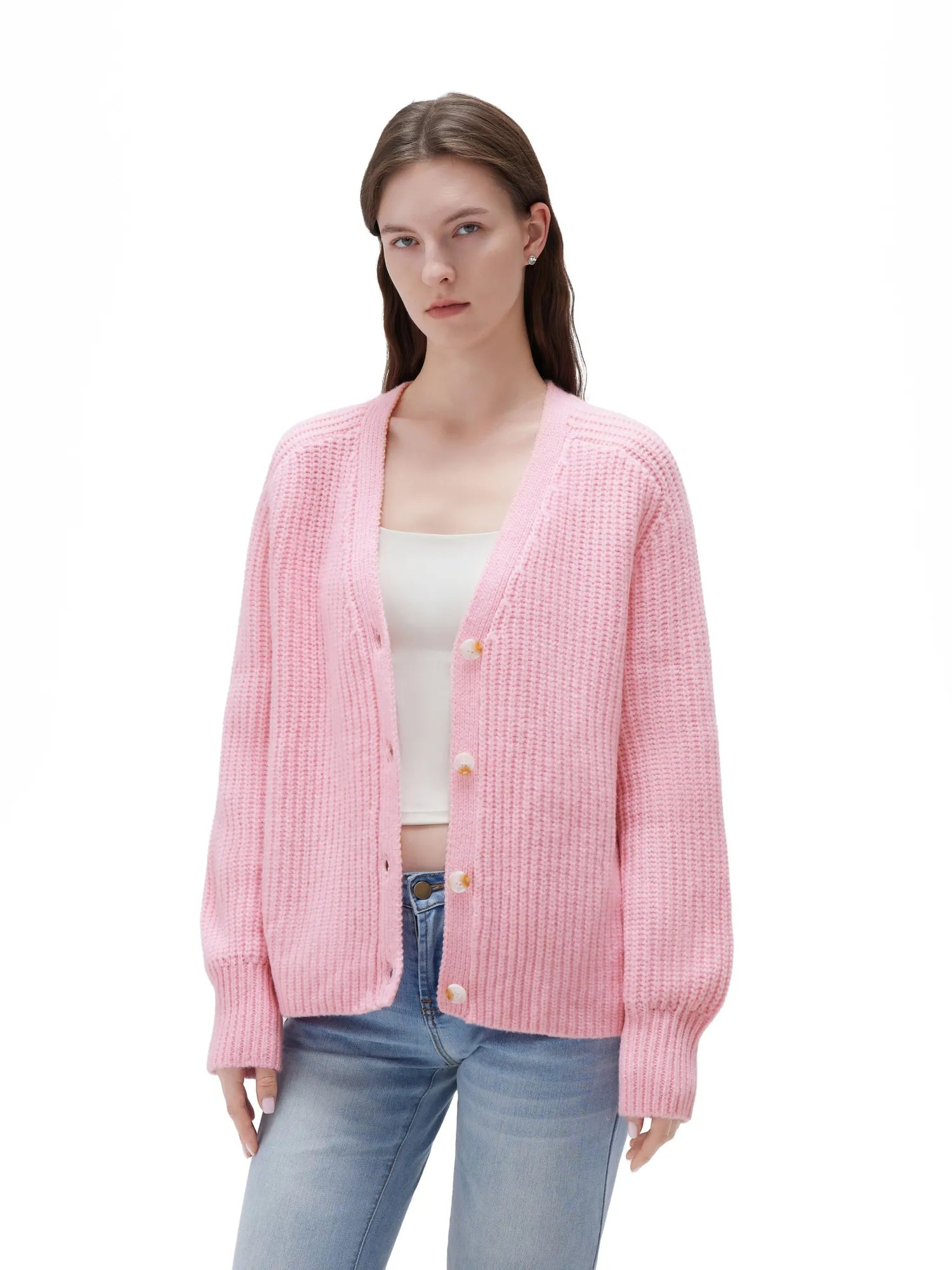 SUUKSESS Women Long Sleeve Button Down Short Cardigan 2025 Fall Loose Open Front Knit Sweater-SUUKSESS-SUUKSESS