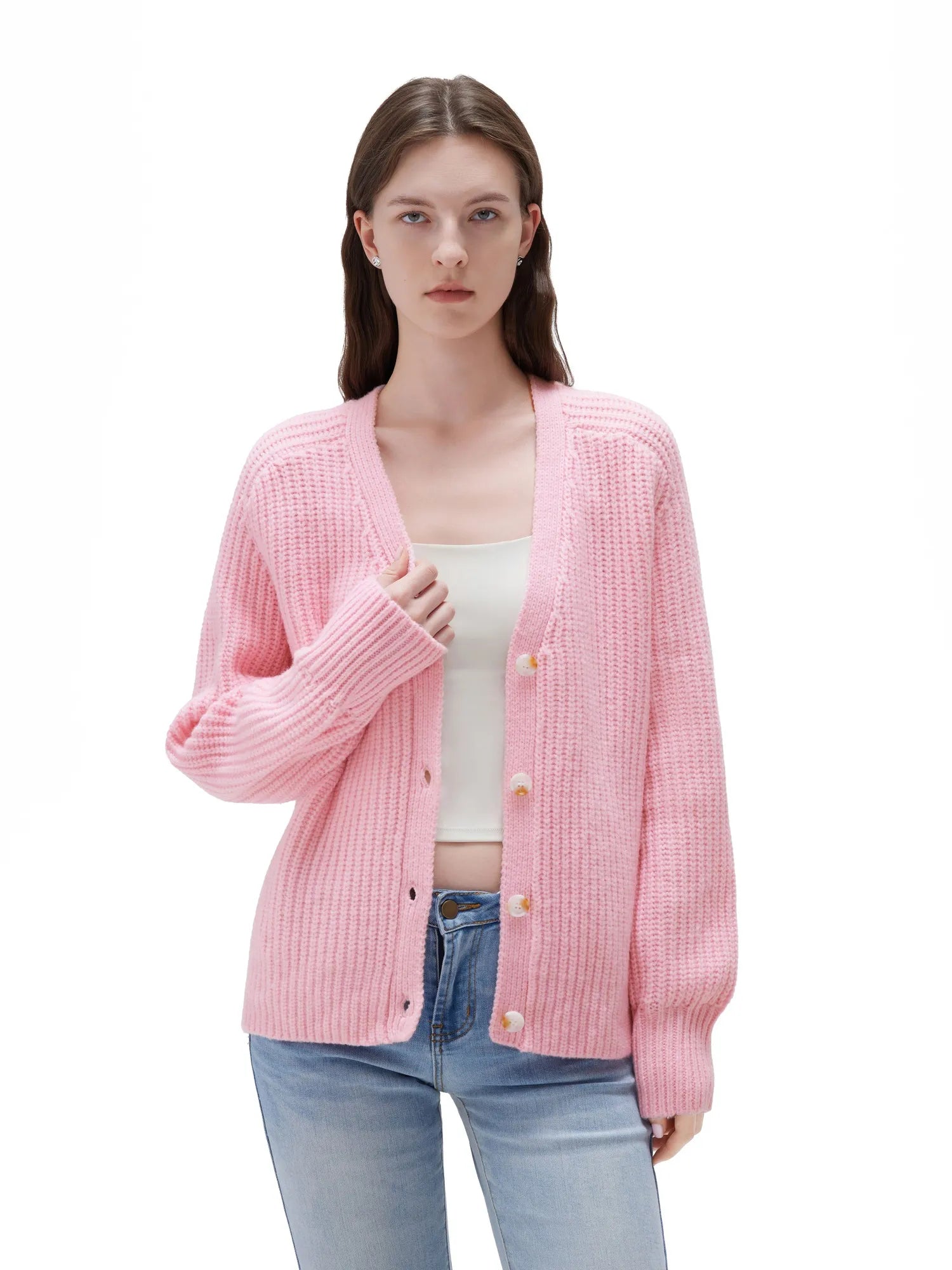SUUKSESS Women Long Sleeve Button Down Short Cardigan 2025 Fall Loose Open Front Knit Sweater-SUUKSESS-SUUKSESS