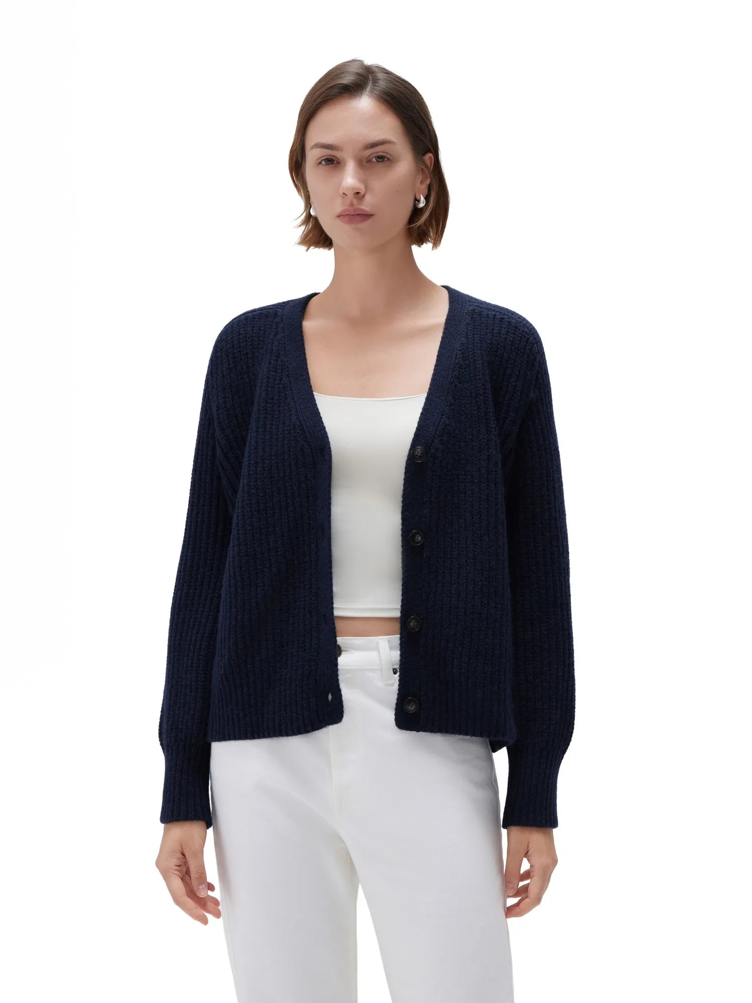 SUUKSESS Women Long Sleeve Button Down Short Cardigan 2025 Fall Loose Open Front Knit Sweater-SUUKSESS-SUUKSESS