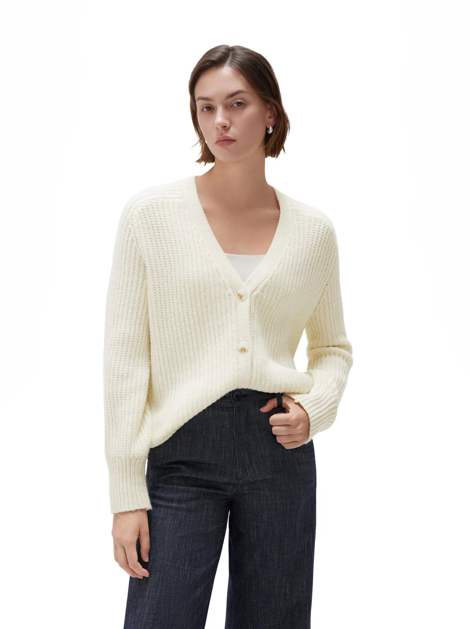 SUUKSESS Women Long Sleeve Button Down Short Cardigan 2025 Fall Loose Open Front Knit Sweater-SUUKSESS-SUUKSESS