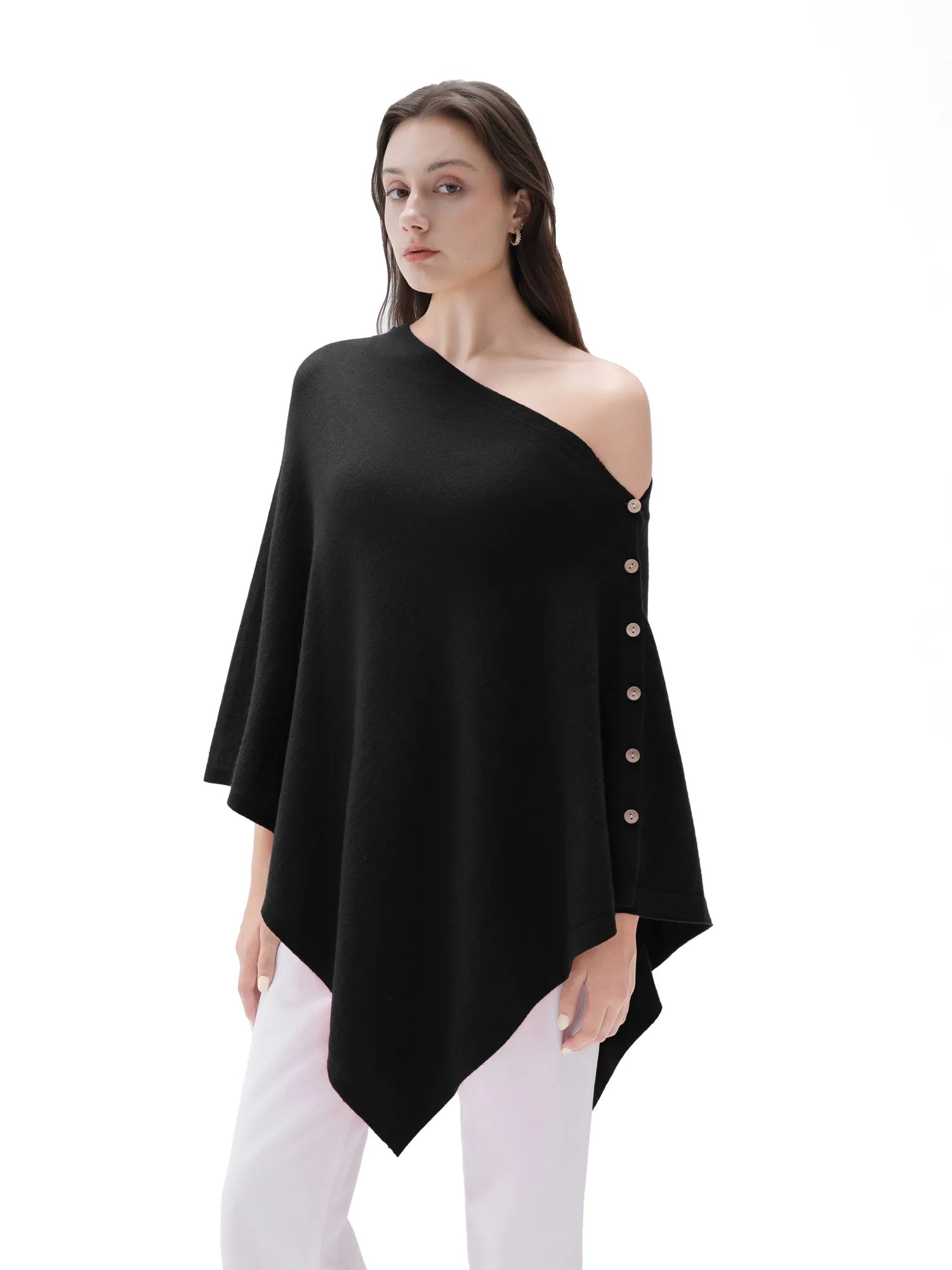 SUUKSESS Women Cashmere Knit Poncho Shrug Bolero Lightweight Shawl Wraps Pullover Sweater-SUUKSESS-SUUKSESS