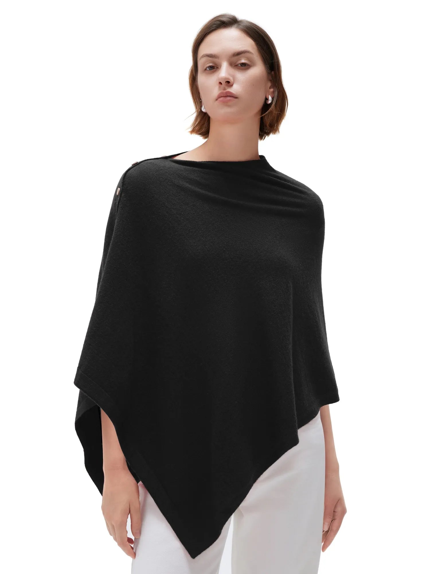 SUUKSESS Women Cashmere Knit Poncho Shrug Bolero Lightweight Shawl Wraps Pullover Sweater-SUUKSESS-SUUKSESS