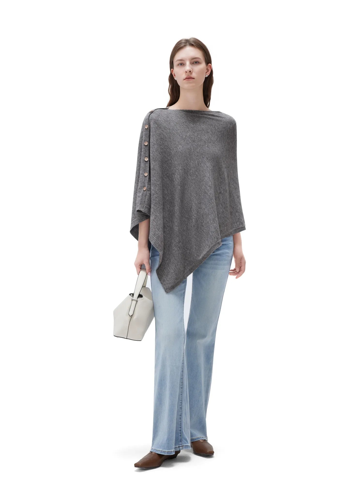 SUUKSESS Women Cashmere Knit Poncho Shrug Bolero Lightweight Shawl Wraps Pullover Sweater-SUUKSESS-SUUKSESS