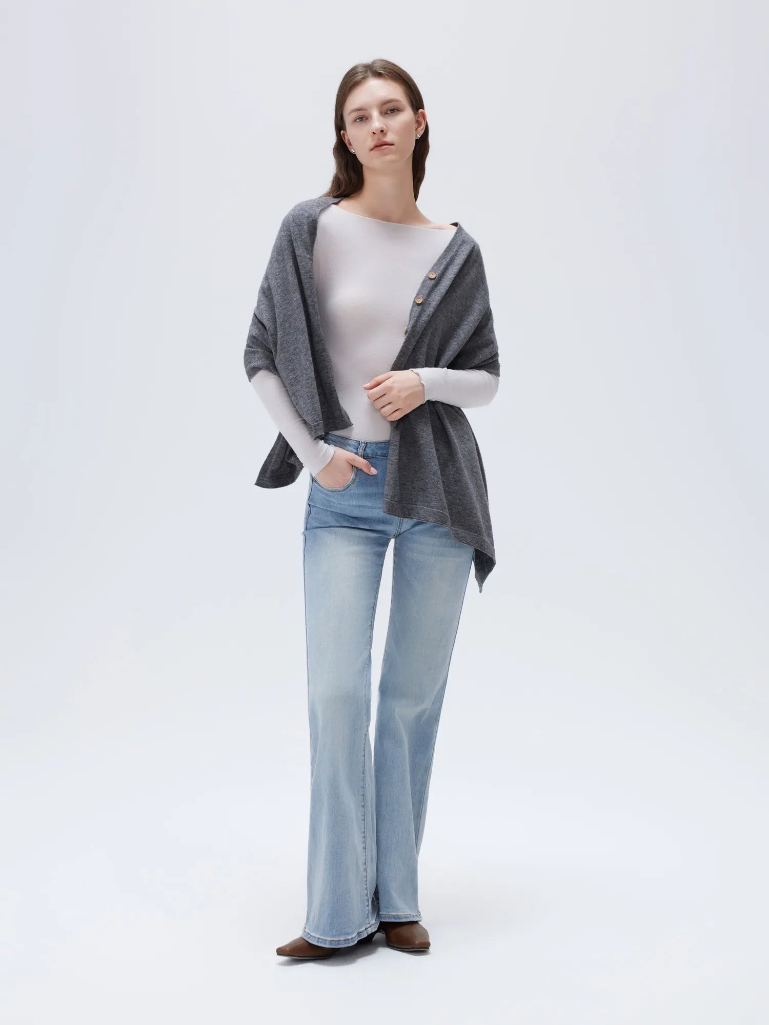 SUUKSESS Women Cashmere Knit Poncho Shrug Bolero Lightweight Shawl Wraps Pullover Sweater-SUUKSESS-SUUKSESS