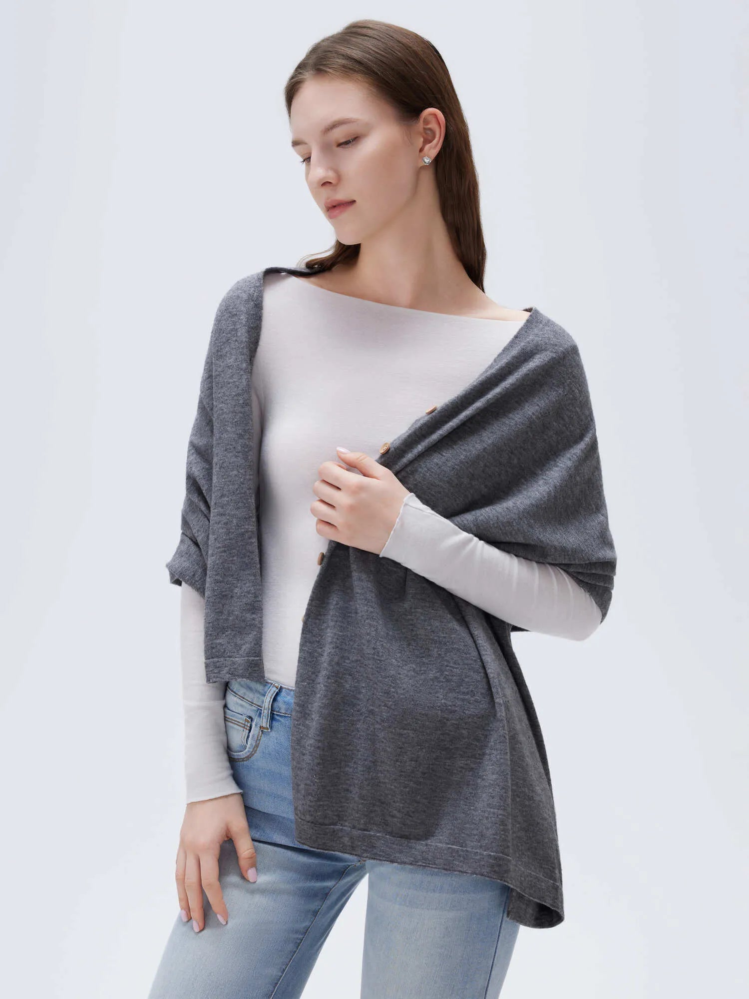 SUUKSESS Women Cashmere Knit Poncho Shrug Bolero Lightweight Shawl Wraps Pullover Sweater-SUUKSESS-SUUKSESS