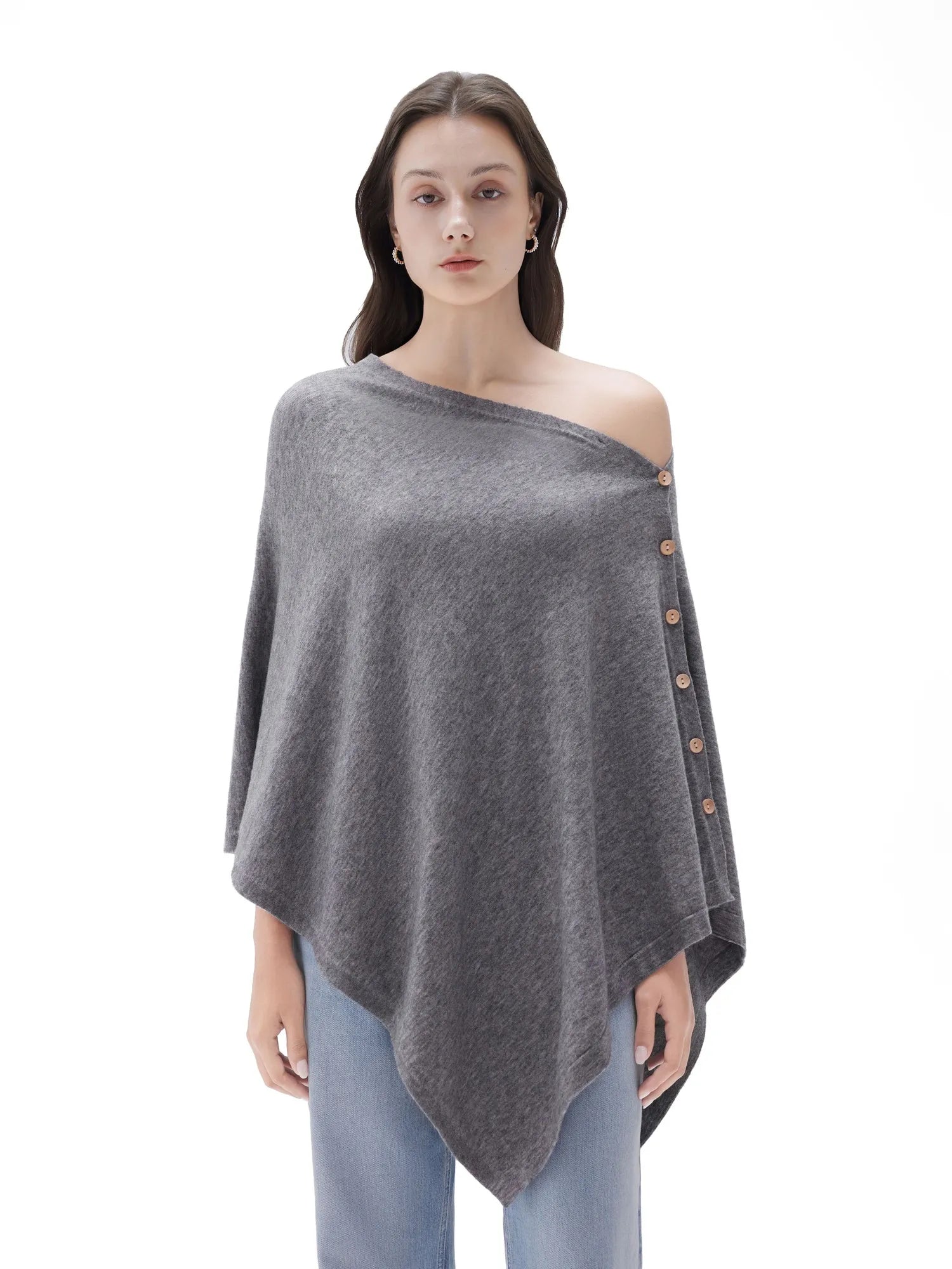 SUUKSESS Women Cashmere Knit Poncho Shrug Bolero Lightweight Shawl Wraps Pullover Sweater-SUUKSESS-SUUKSESS