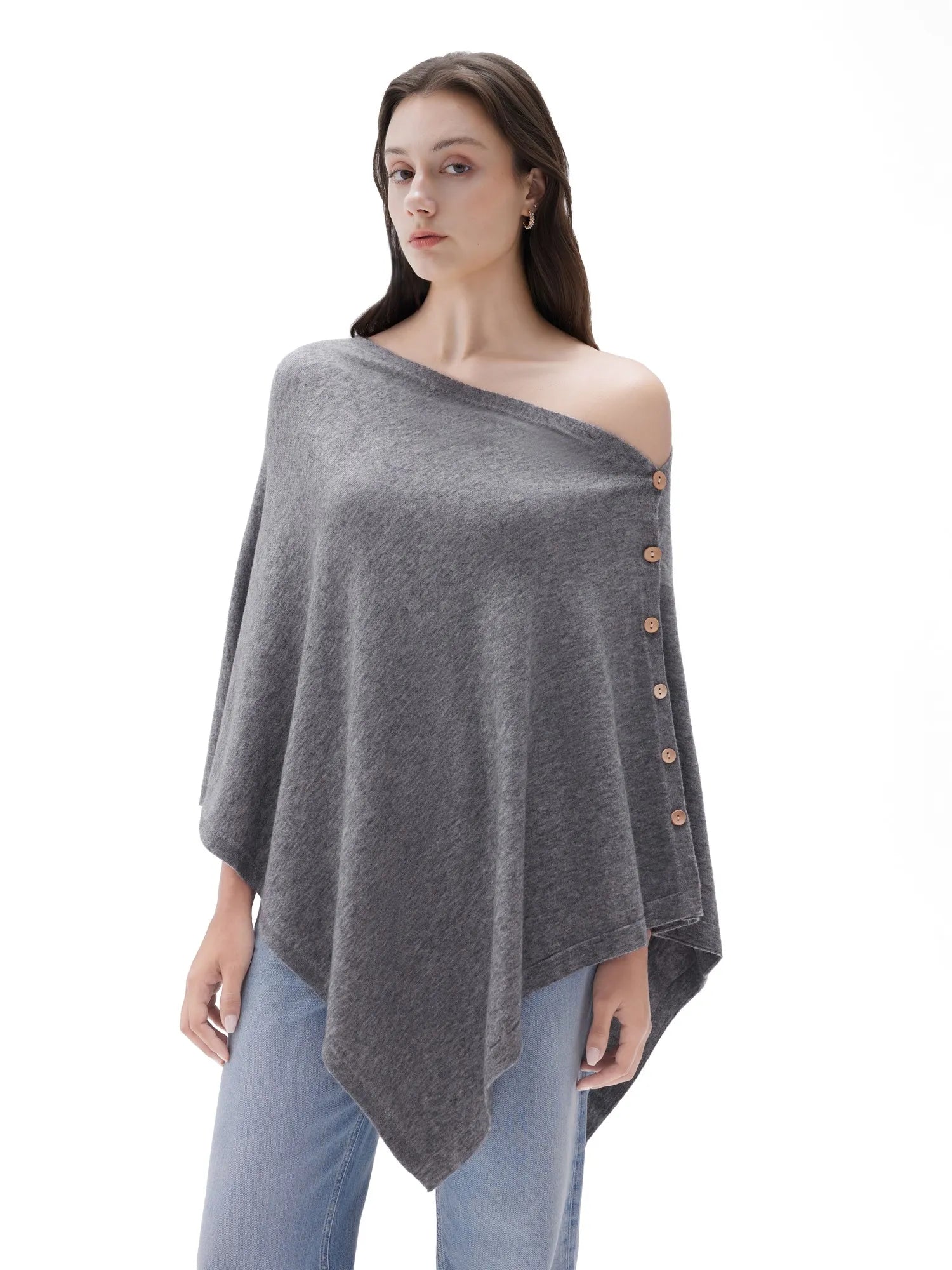 SUUKSESS Women Cashmere Knit Poncho Shrug Bolero Lightweight Shawl Wraps Pullover Sweater-SUUKSESS-SUUKSESS