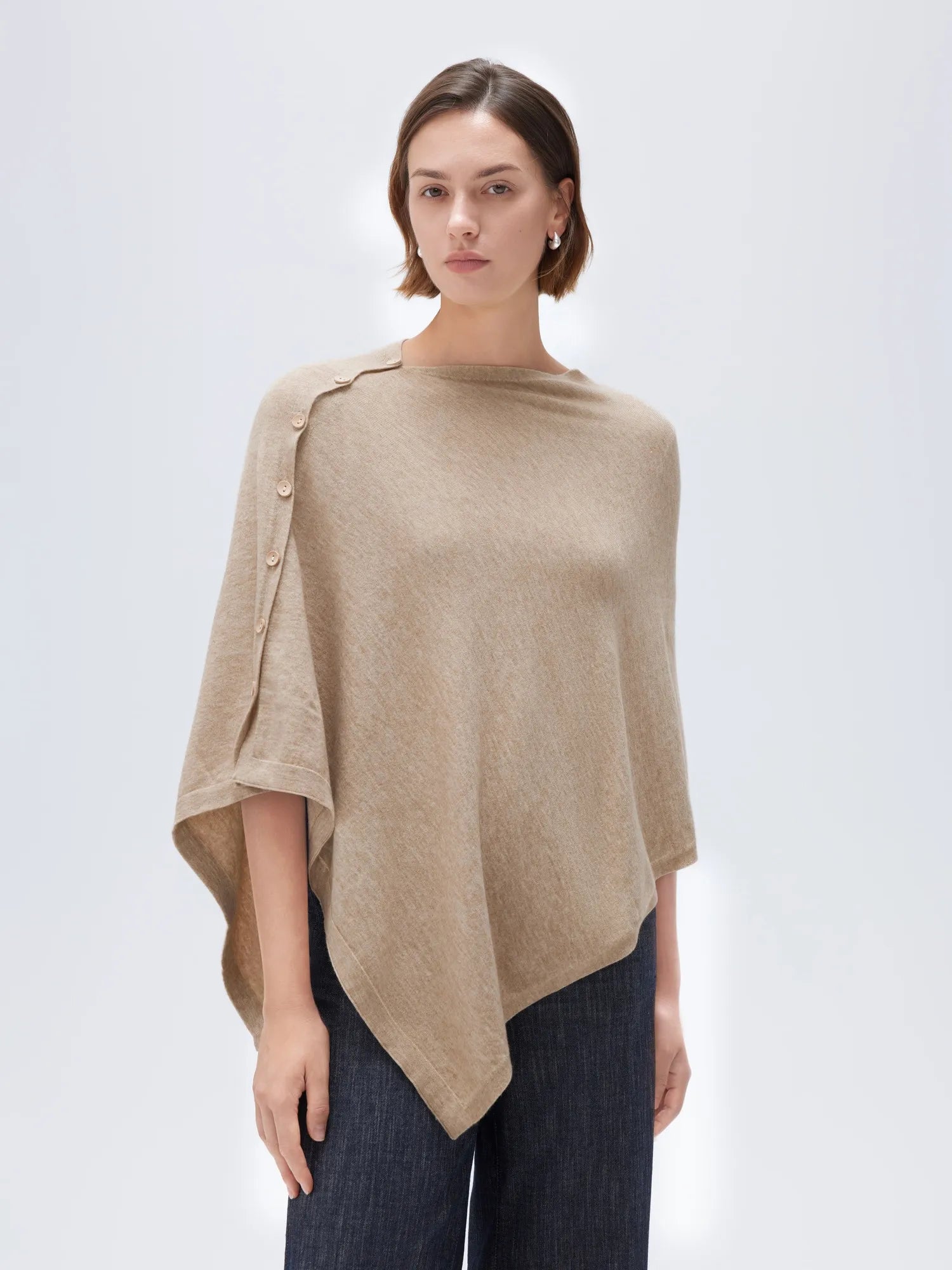 SUUKSESS Women Cashmere Knit Poncho Shrug Bolero Lightweight Shawl Wraps Pullover Sweater-SUUKSESS-Sienna-SUUKSESS