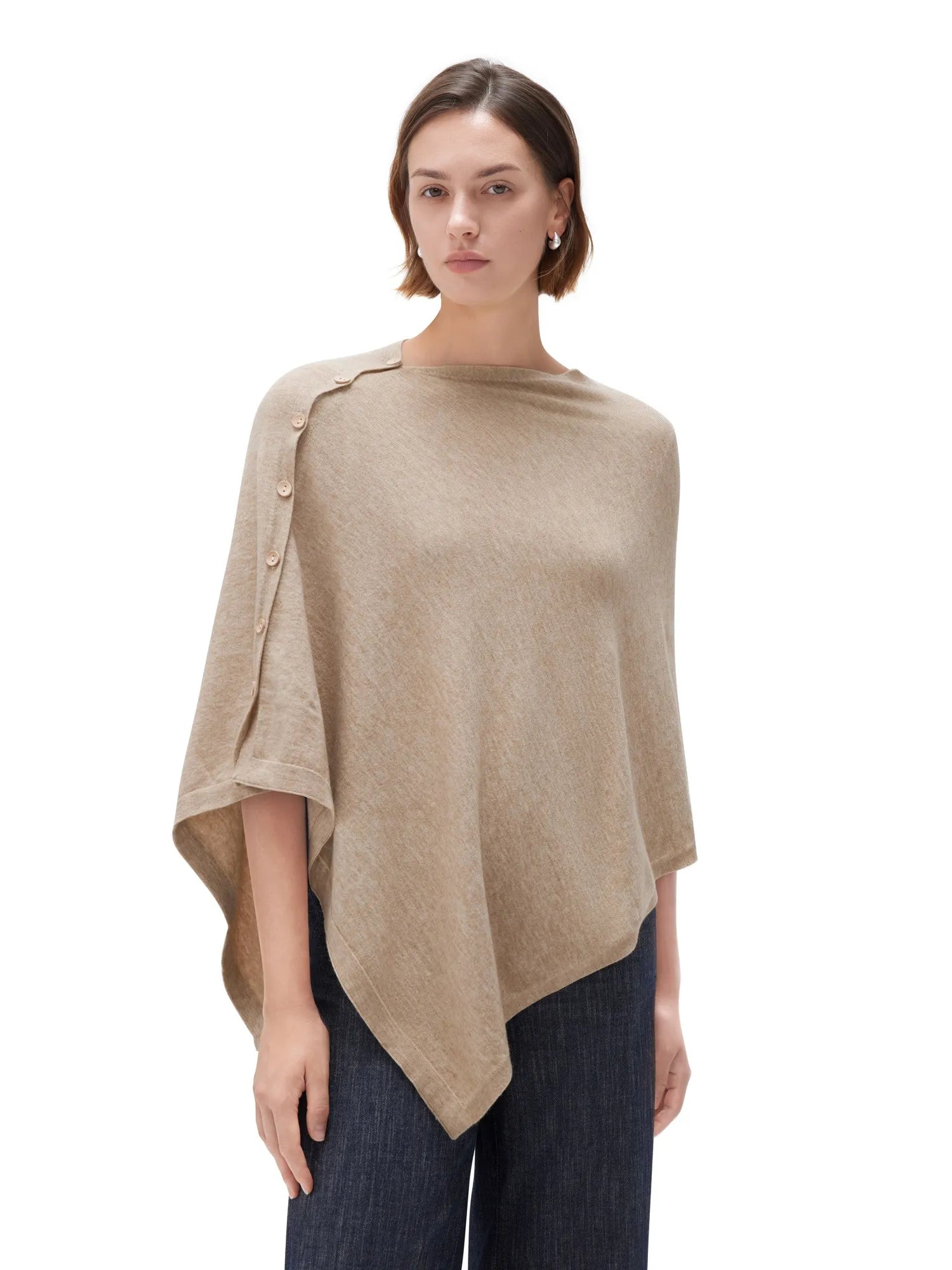 SUUKSESS Women Cashmere Knit Poncho Shrug Bolero Lightweight Shawl Wraps Pullover Sweater-SUUKSESS-SUUKSESS