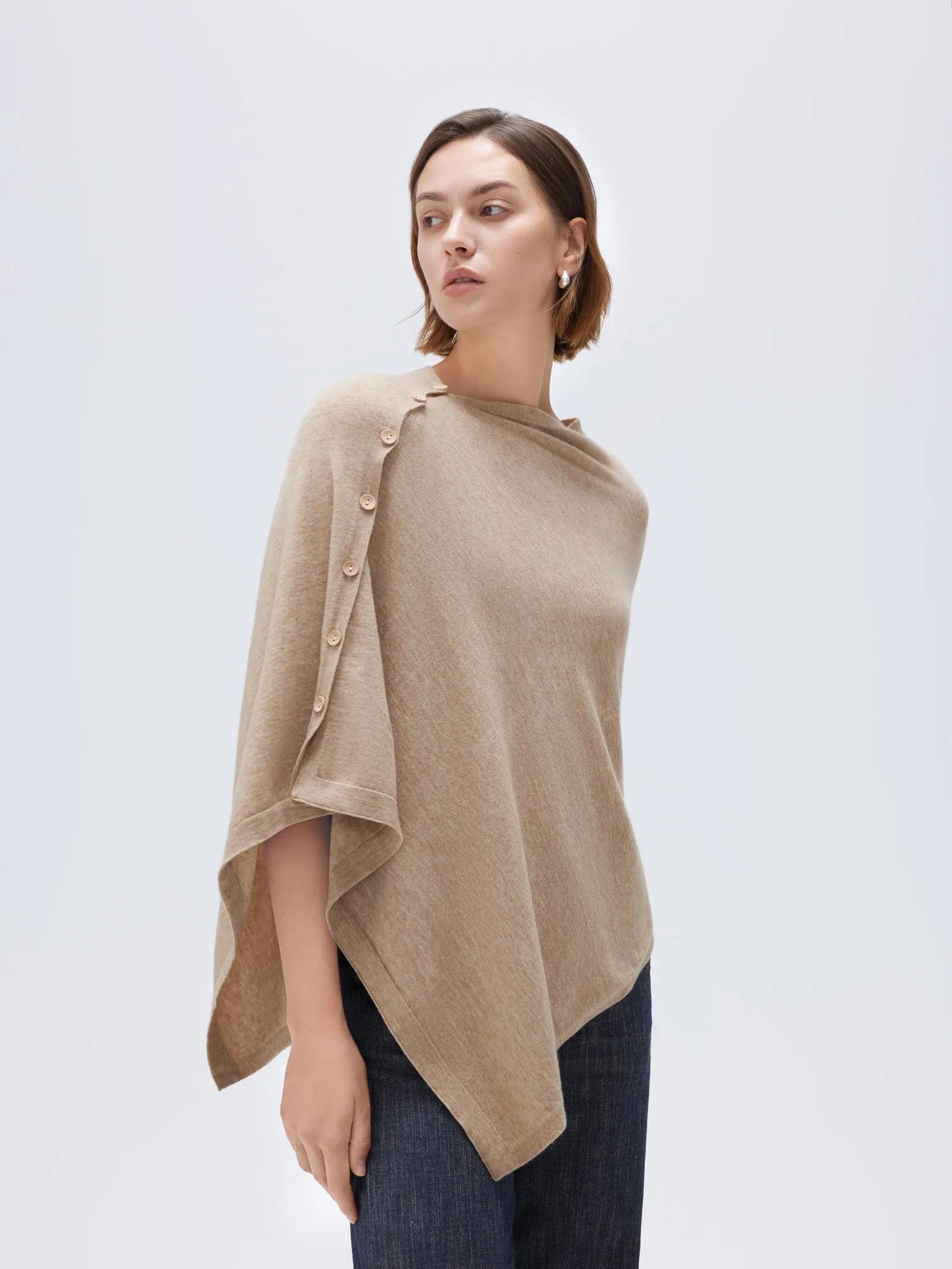 SUUKSESS Women Cashmere Knit Poncho Shrug Bolero Lightweight Shawl Wraps Pullover Sweater-SUUKSESS-SUUKSESS