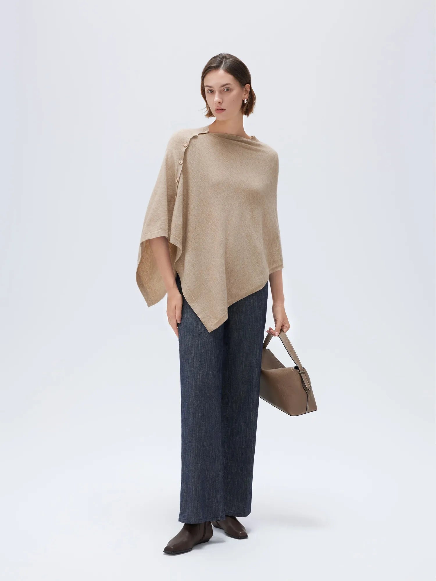 SUUKSESS Women Cashmere Knit Poncho Shrug Bolero Lightweight Shawl Wraps Pullover Sweater-SUUKSESS-SUUKSESS