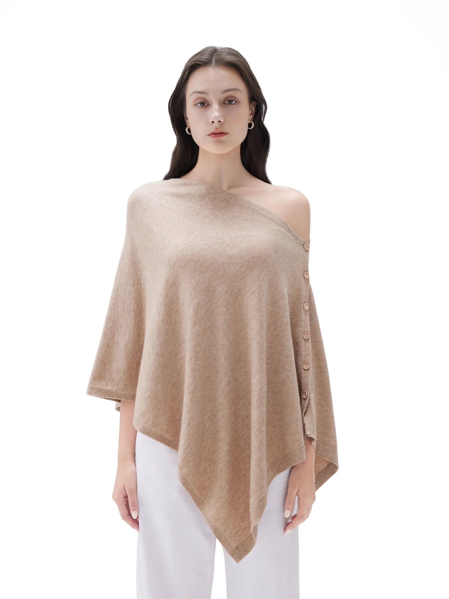 SUUKSESS Women Cashmere Knit Poncho Shrug Bolero Lightweight Shawl Wraps Pullover Sweater-SUUKSESS-SUUKSESS