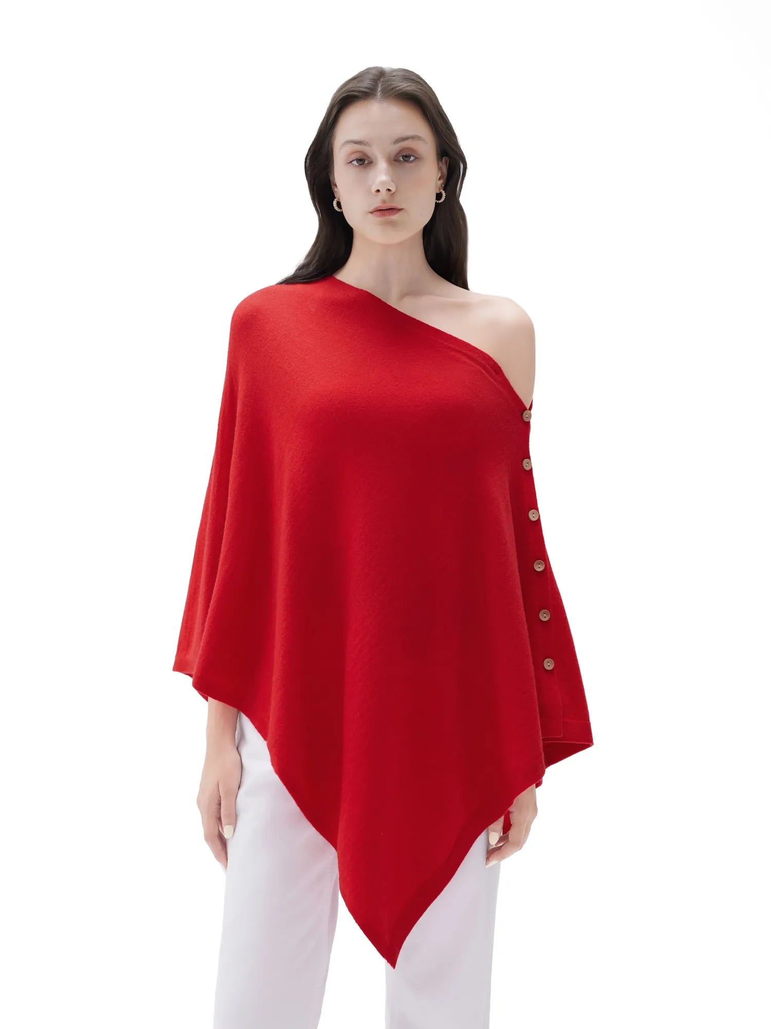 SUUKSESS Women Cashmere Knit Poncho Shrug Bolero Lightweight Shawl Wraps Pullover Sweater-SUUKSESS-SUUKSESS