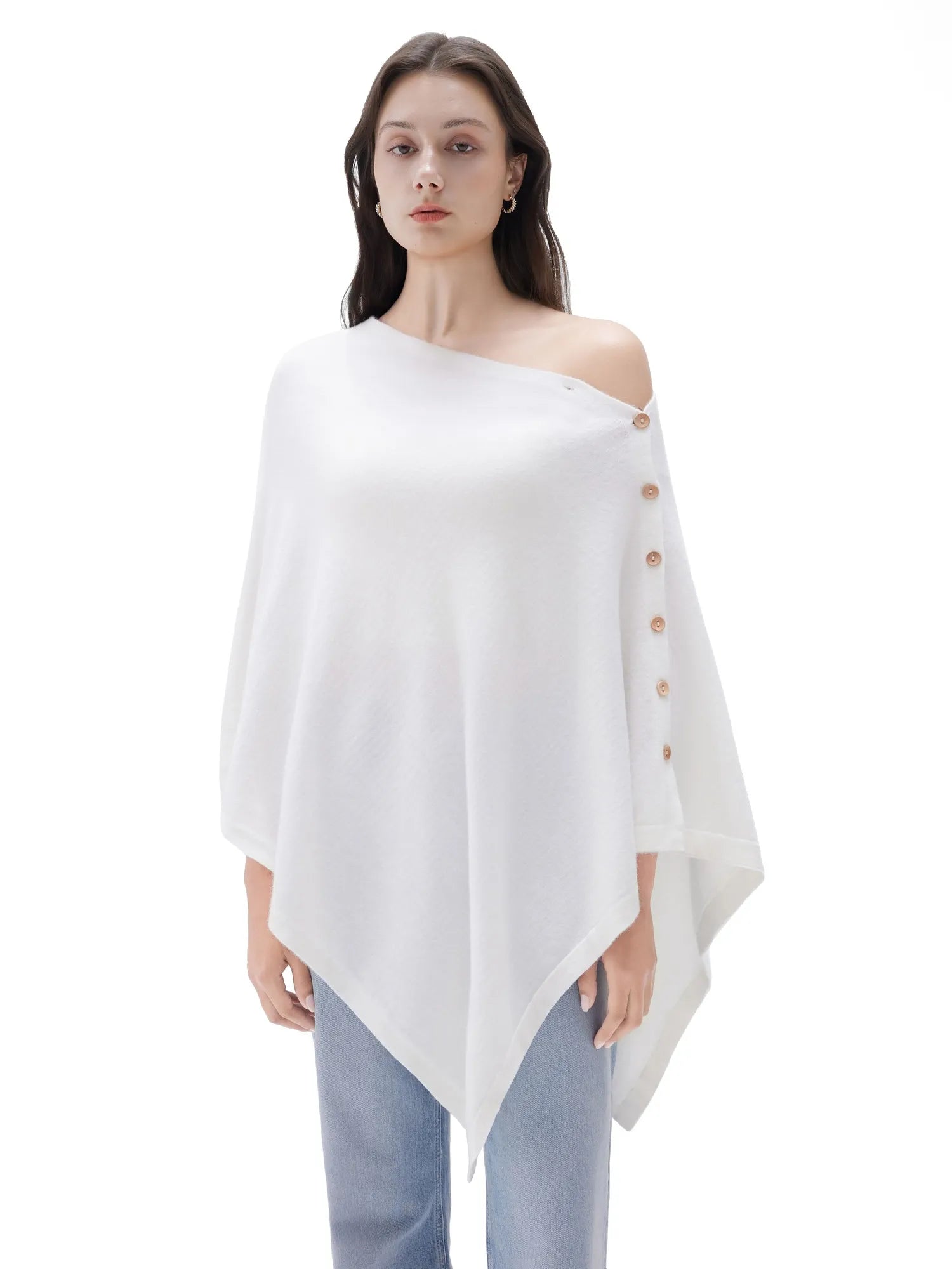 SUUKSESS Women Cashmere Knit Poncho Shrug Bolero Lightweight Shawl Wraps Pullover Sweater-SUUKSESS-SUUKSESS