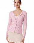 Cashmere Lace Knit Tops-SUUKSESS-Pink-XS-SUUKSESS