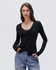 Cashmere Lace Knit Tops-SUUKSESS-SUUKSESS