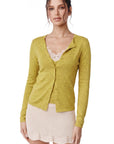 Cashmere Lace Knit Tops-SUUKSESS-Olive Yellow-XS-SUUKSESS