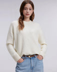 Oversized Fuzzy Knit Crew Neck Sweater - Long Sleeve