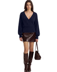 Wool V Neck Wrap Sweater - Long Sleeve-SUUKSESS-SUUKSESS
