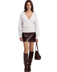 Wool V Neck Wrap Sweater - Long Sleeve-SUUKSESS-SUUKSESS
