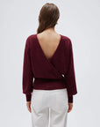Wool V Neck Wrap Sweater - Long Sleeve-SUUKSESS-SUUKSESS