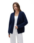 Cashmere Open Front Cardigan Sweaters-SS-Navy Blue-XS-SUUKSESS