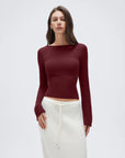 Cashmere Cinched Waist Boat Neck Bell Sleeve Sweaters-SUUKSESS-Wine-XS-SUUKSESS