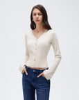 Cashmere Fitted Waist Cardigan Sweater