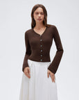 Cashmere Fitted Waist Cardigan Sweater