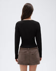 Cashmere Crewneck waistband Cardigan Sweater-SUUKSESS-SUUKSESS