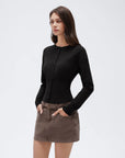 Cashmere Crewneck waistband Cardigan Sweater-SUUKSESS-SUUKSESS