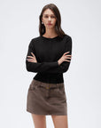 Cashmere Crewneck waistband Cardigan Sweater-SUUKSESS-SUUKSESS