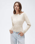 Cashmere Crewneck waistband Cardigan Sweater-SUUKSESS-SUUKSESS