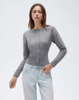 Cashmere Crewneck waistband Cardigan Sweater-SUUKSESS-SUUKSESS