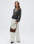 Wool V Neck Tie Waist Sweater - Long Sleeve-SUUKSESS-SUUKSESS