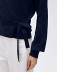 Wool V Neck Tie Waist Sweater - Long Sleeve-SUUKSESS-SUUKSESS