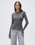 Cashmere Crewneck Cardigan Sweater