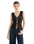 Tie Front Vest Tank Top