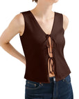 Tie Front Vest Tank Top