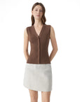Button Down V Neck Sleeveless Tank Tops Sweater Vest-SUUKSESS-SUUKSESS